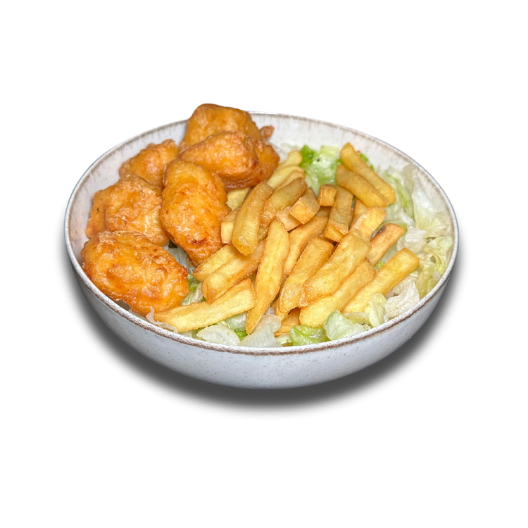 French fries with nuggets
